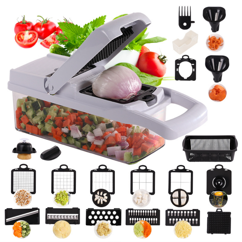 22 In 1 Processor Manual Hand Kitchen Dicer Cutter Machine Salad Potato Carrot Garlic Fruits Vegetable Chopper Mandolin Slicer