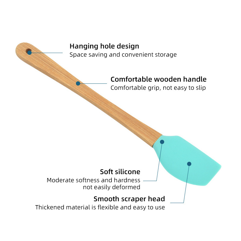 2024 New Products Hot Personalized Mini Food Silicon Premium Small 5 Pcs Cream Baking Silicone Spatula With Wooden Handle Custom
