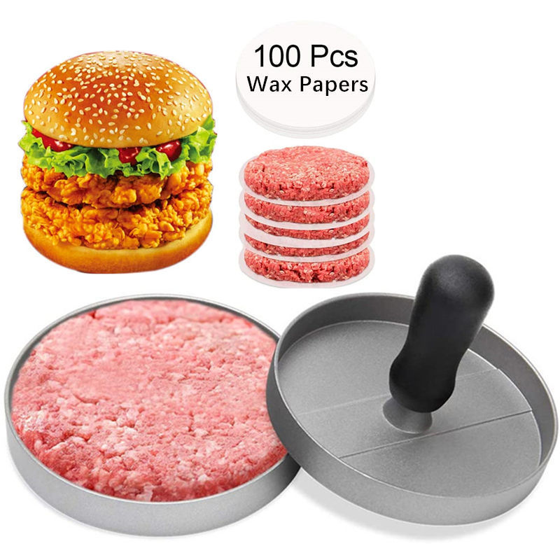 2023 Customized Non Stick Stainless Steel Stuffed Burger Round Patty Maker Kitchen Gadgets Manual Hamburger Meat Patty Press