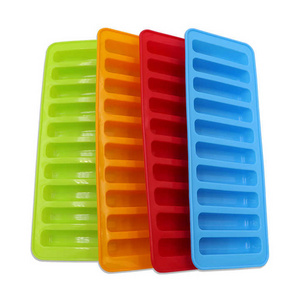 10 Holes Silicone Ice Cube Mold Long Thumb Chocolate Bar Mold Biscuit Loaf Candy Tray Ice Strip Popsicle Cake DIY Tools