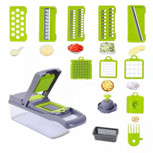 Kitchen Innovation New Design High Quality Handheld Potato And Vegetable Cutter Manual Press 12 Pcs In 1 Vegetable Chopper