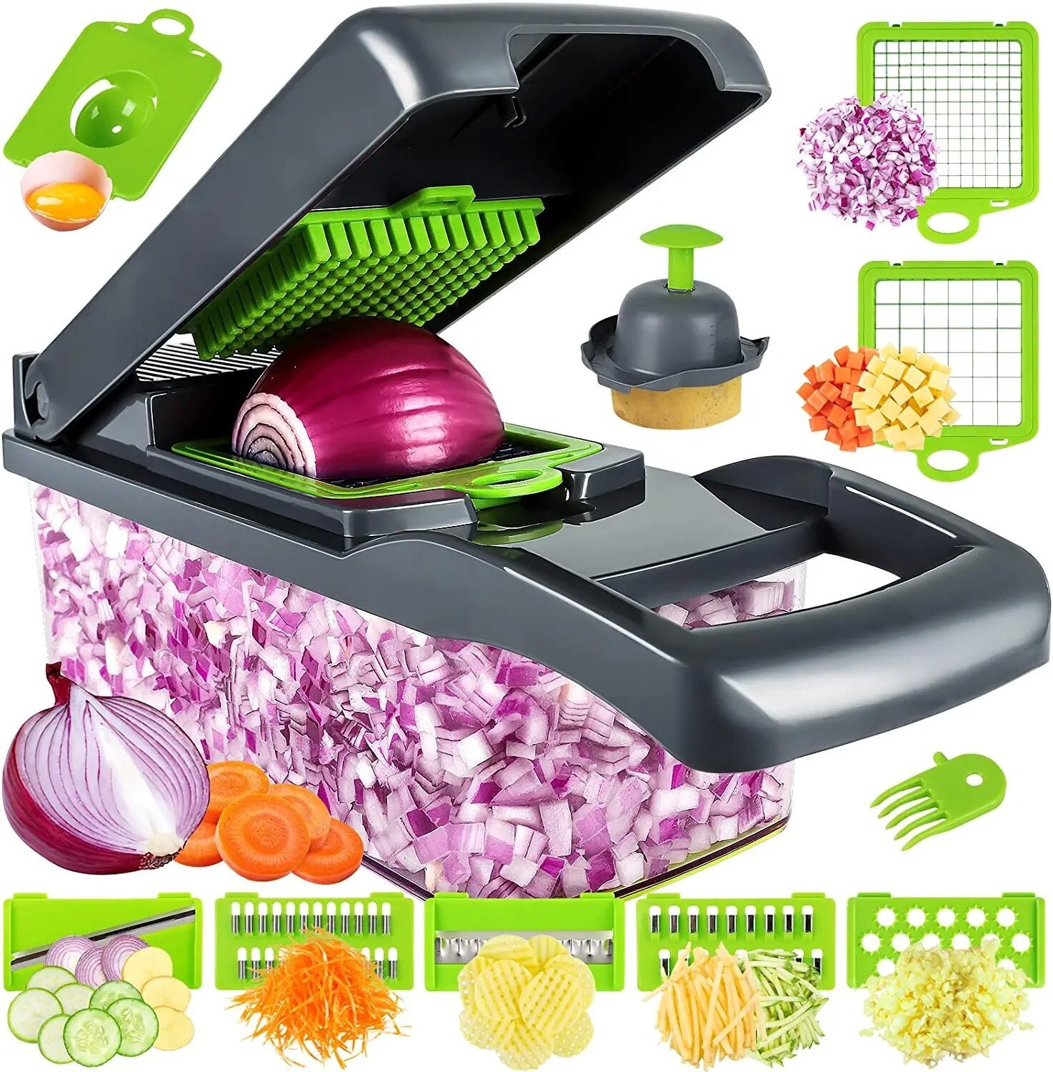 New Products Kitchen Tools Onion Potato Fruit Vegetable Chopper 12 In 1 Multifunctional Manual Vegetable Chopper Slicer Cutter