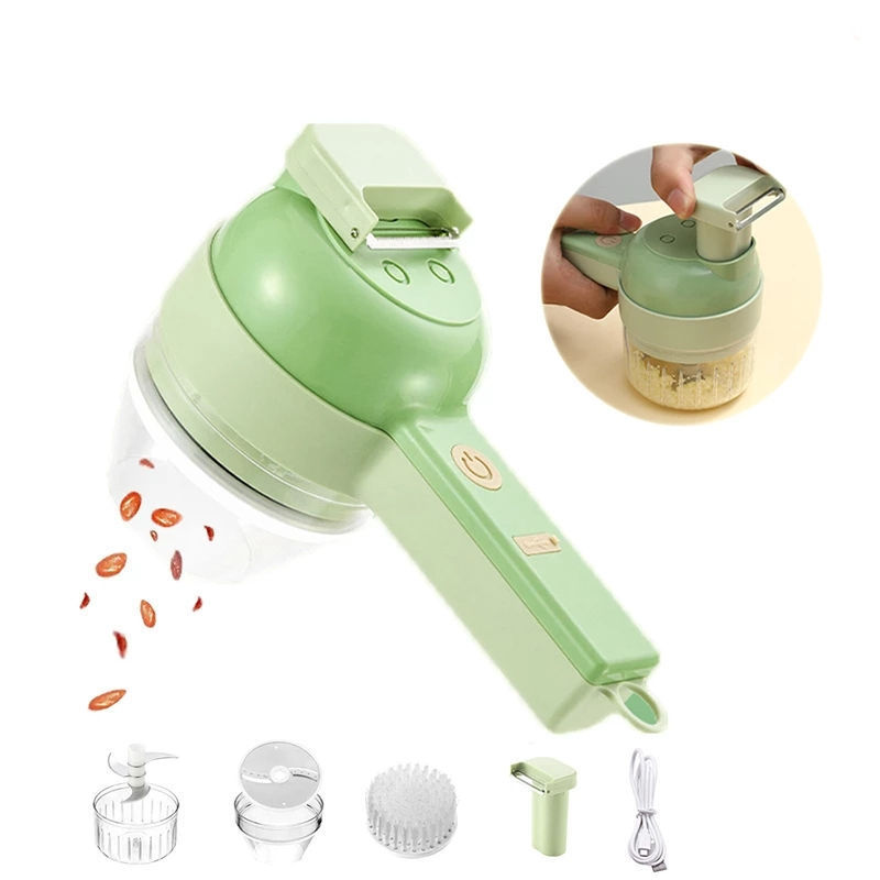 Garlic Chopper Crusher Electric Vegetable Chopper Handled Electric Vegetable Cutter Portable 4 In 1 Electric Vegetable Chopper