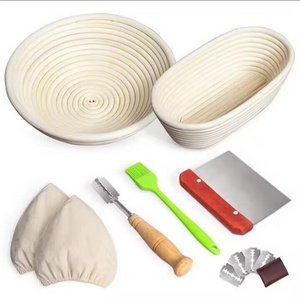 New Arrival Round Natural Rattan Customized Bread Proofing Basket Set Bread Proofing Baskets with Bread Lame Dough Scraper