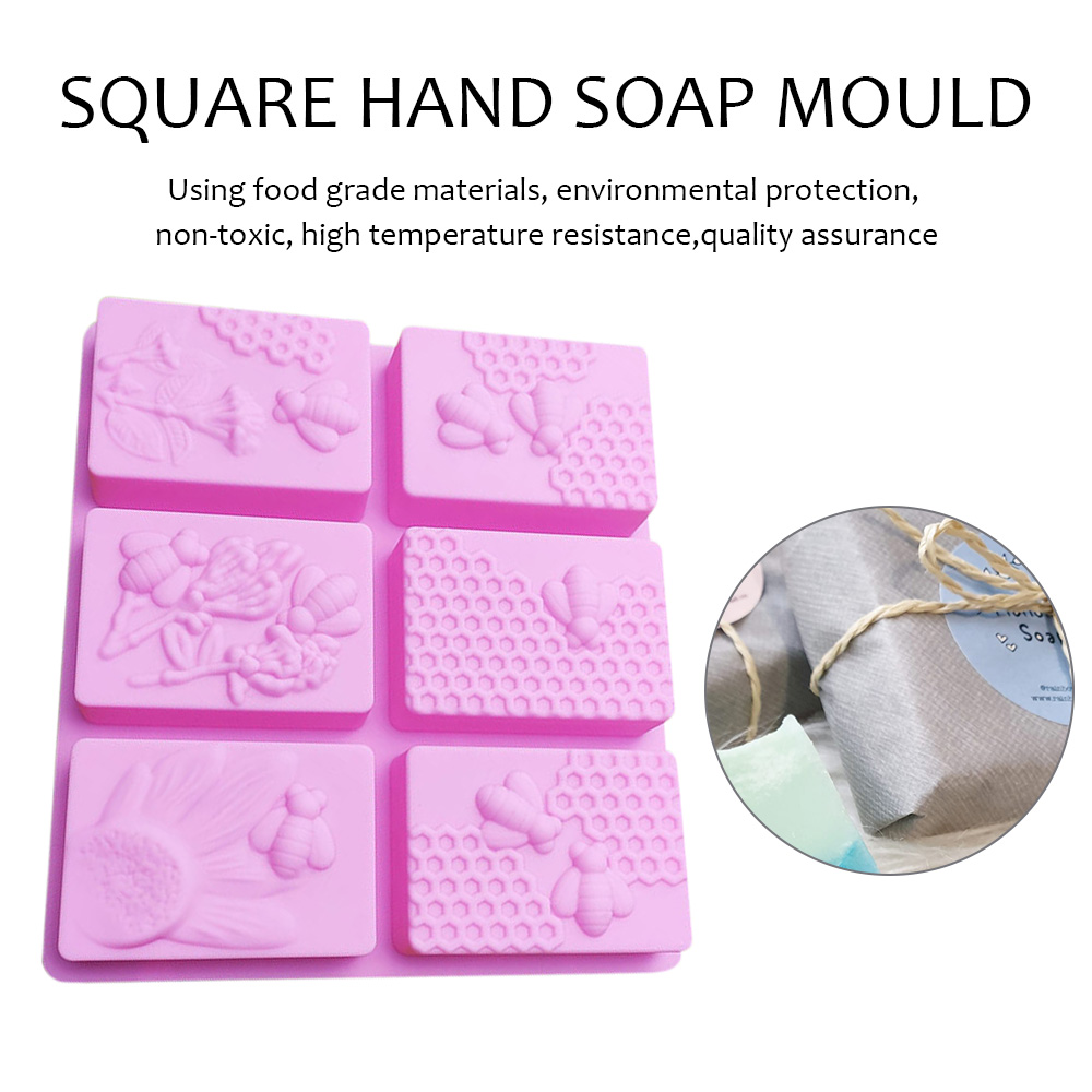 New Food Grade Silicone 3D Soap Mold With 6-Cavity Square Shape  Handmade Soap Maker Fondant Cupcake Muffin Candle Baking Tray