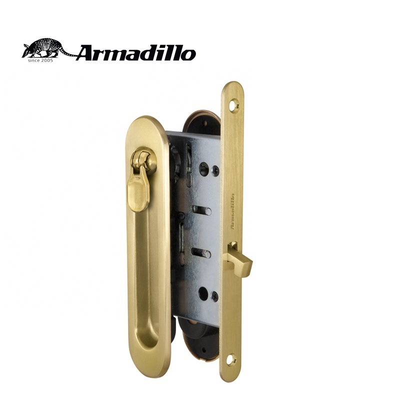 OEM Zinc Alloy Satin Gold Keyless Sliding Door Handle Lock