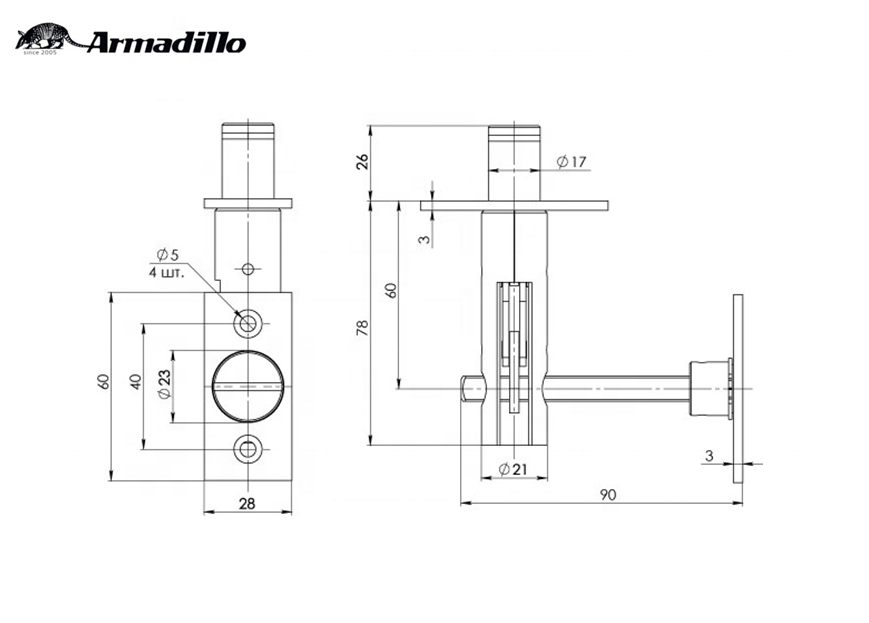 Chrome Flush Tower Door Bolt for metal front double doors