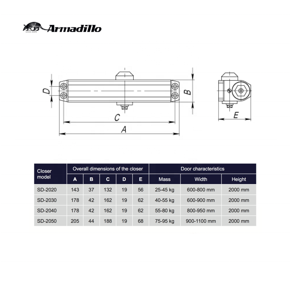 Aluminum Commercial Door Closer 40-55kg