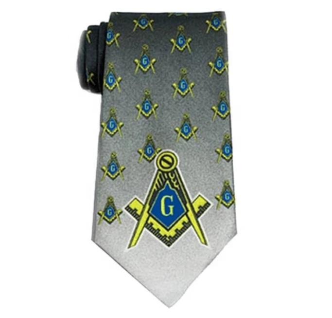 Wholesale Masonic Regalia Ties Printed Custom Fashion OEM Color Design G Square Logo silk Men Masonic Ties