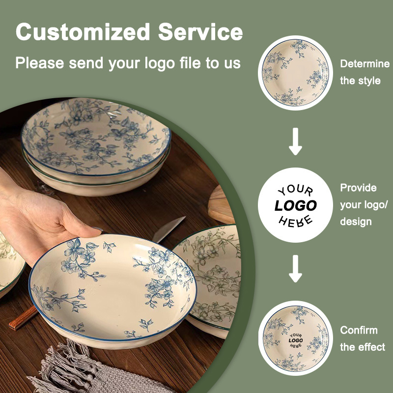 Low price customized logo ceramic bowls and plates large ceramic rice bowl ceramic salad bowls set of 4