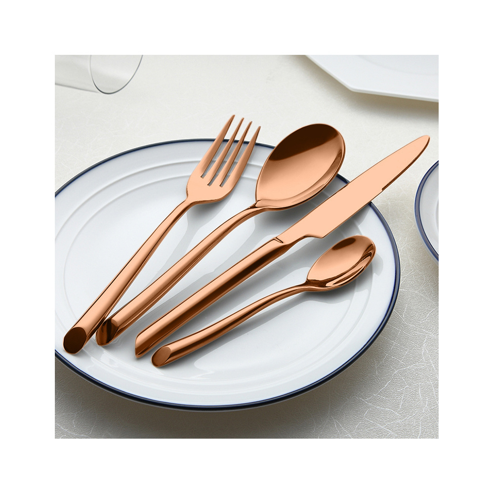 New Product Ideas flatware set mirror 4 5 piece cutlery rose gold black stainless cutlery set