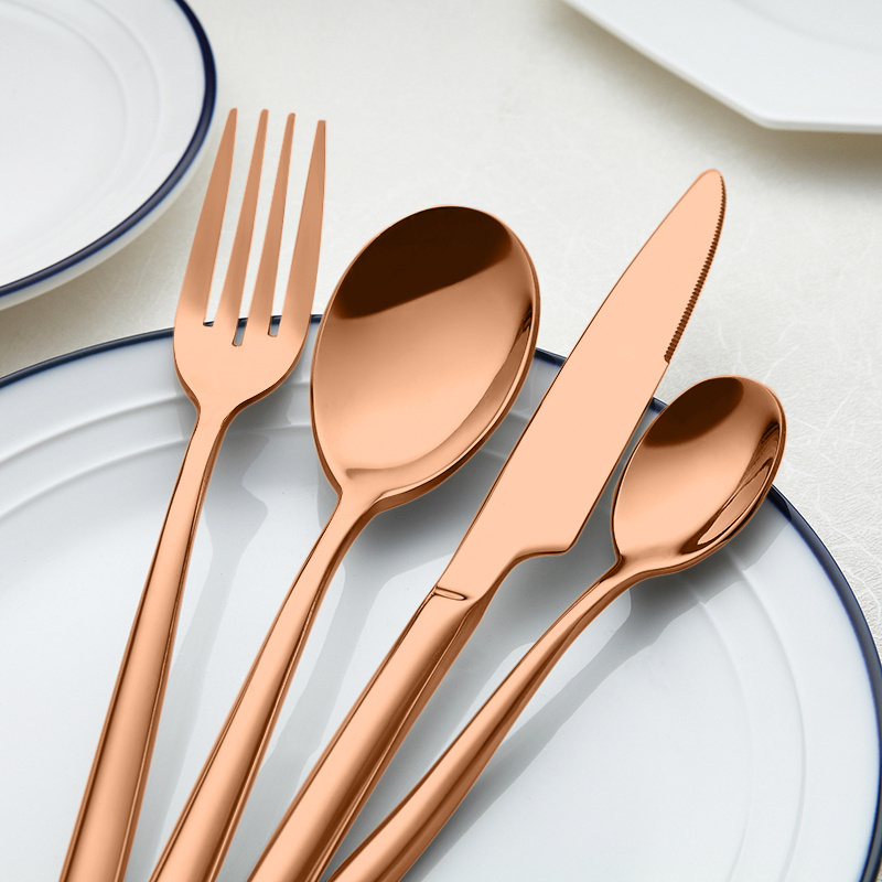 New Product Ideas flatware set mirror 4 5 piece cutlery rose gold black stainless cutlery set