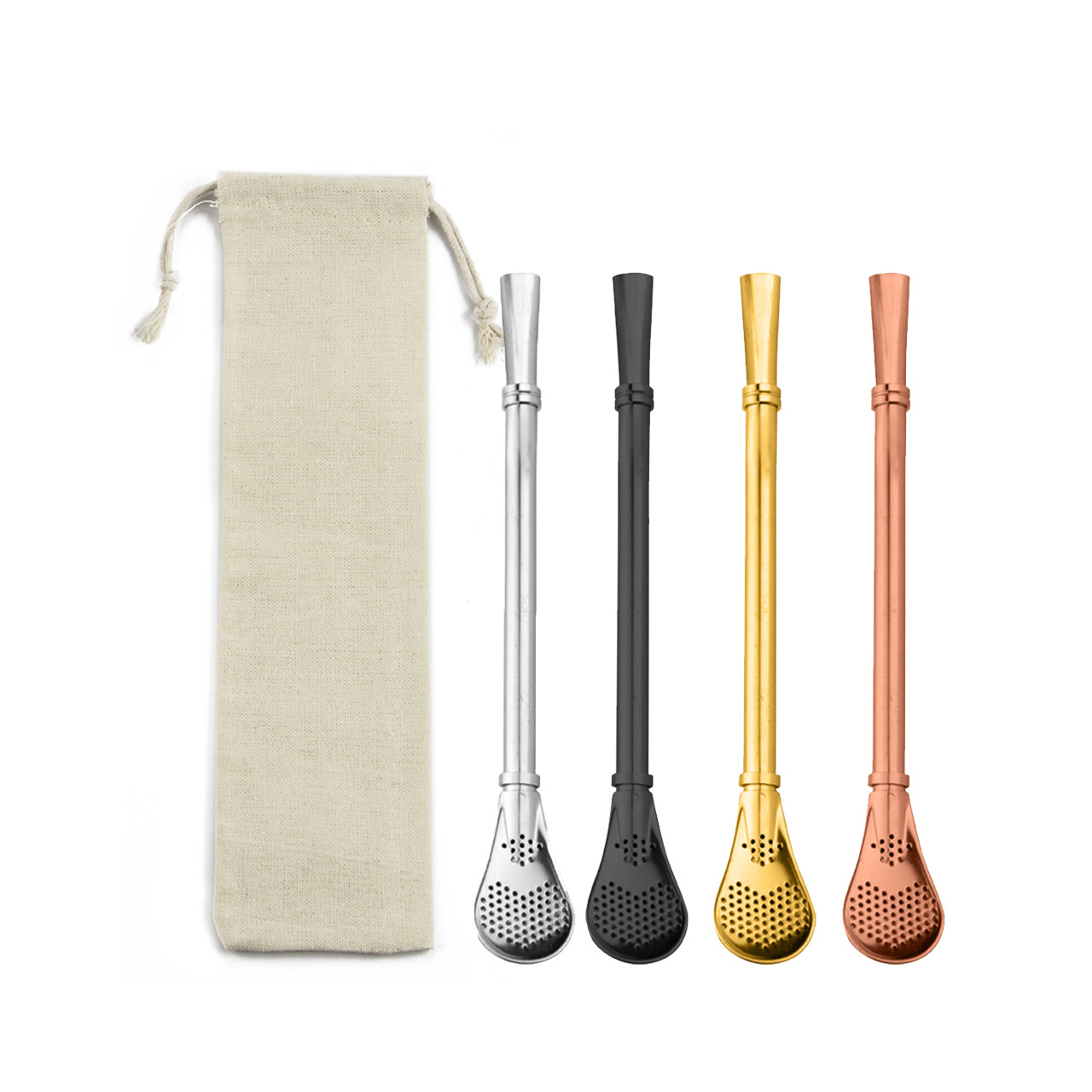 Food Grade Recyclable Metal Stainless Steel 304  Mate Tea Bombilla Drinking Straw Spoon