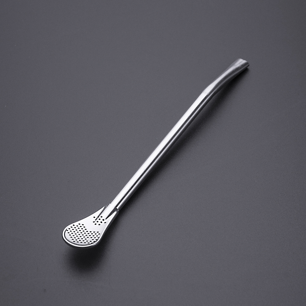 Food Grade Recyclable Metal Stainless Steel 304  Mate Tea Bombilla Drinking Straw Spoon