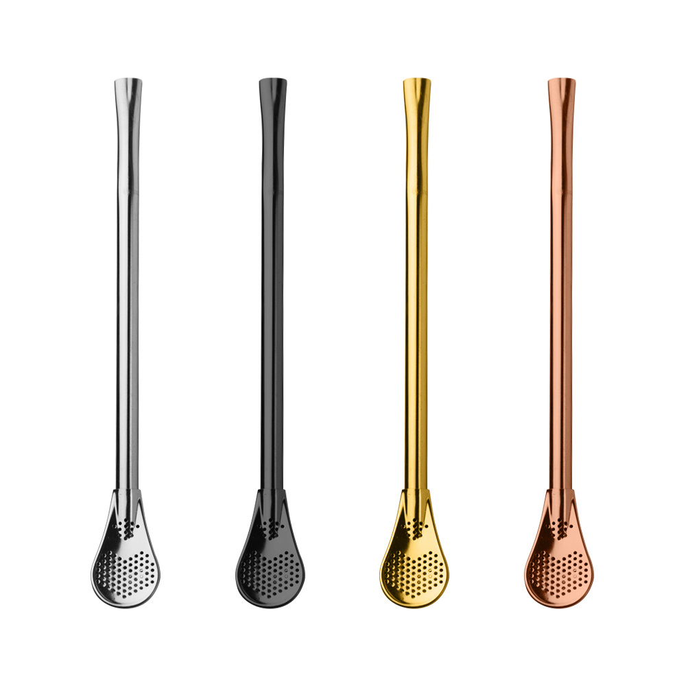 Food Grade Recyclable Metal Stainless Steel 304  Mate Tea Bombilla Drinking Straw Spoon