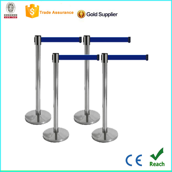 Retractable Belt Barrier Polished Stainless Steel Post crowd control stanchion for sale