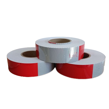 5cm*50m 3C  Red and White Honeycomb High Visibility Reflect Sticker Reflective Tape for Truck