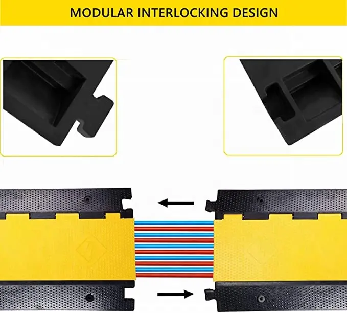 Cable Ramp Rubber Cable Protector Heavy Duty Speed Bumps Hose Cord Protector Ramps for Wire/Hose/Pipe Hider Drivew