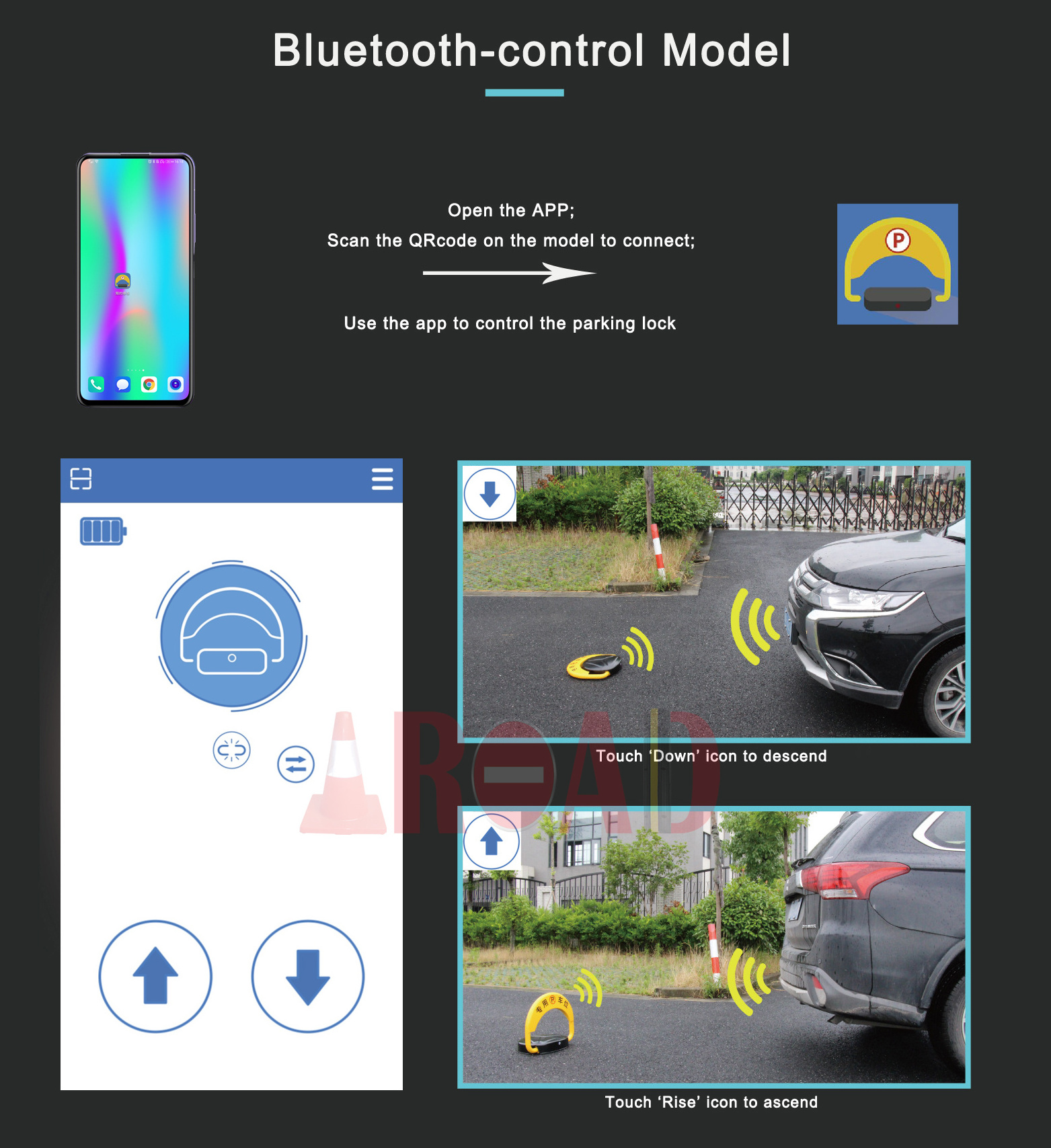 factory private automatic manual remote bluetooth control smart car parking manage system barrier lot blocker space lock