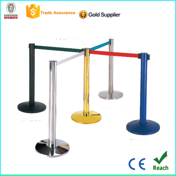 Retractable Belt Barrier Polished Stainless Steel Post crowd control stanchion for sale