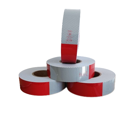 5cm*50m 3C  Red and White Honeycomb High Visibility Reflect Sticker Reflective Tape for Truck