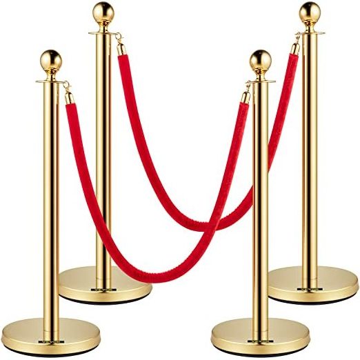 Wedding Supplies Queue Rope Barrier Red Carpet Poles Black Quantity Silver Gold Post Stainless Steel Stanchion