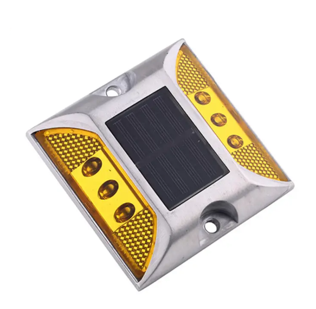 reflective LED ceramic glass G 105 metallic warning light solar power safety aluminium road stud