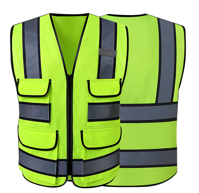 factory wholesale LED high vis traffic construction airport mesh pockets one size fits reflective jackets safety vests with logo