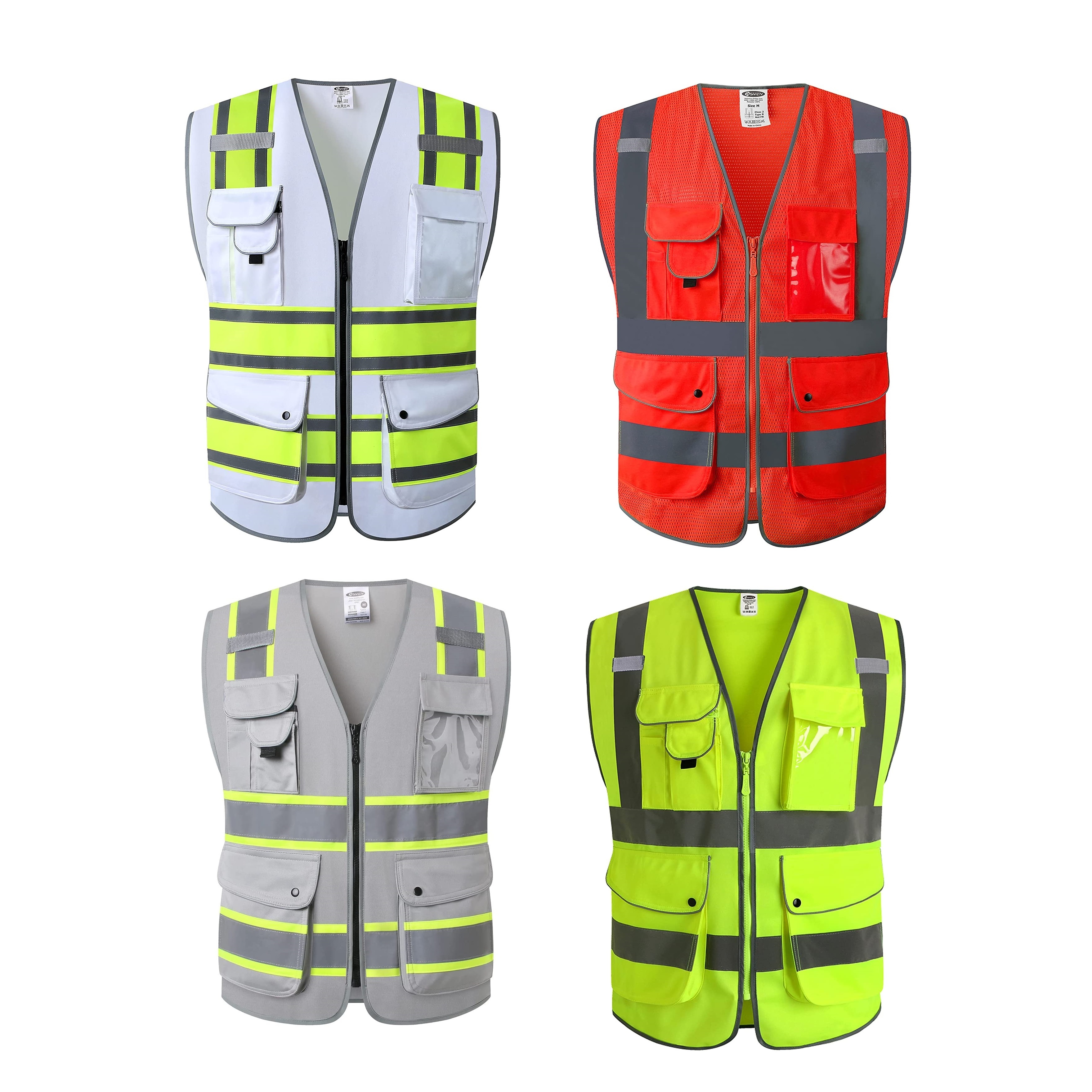 factory wholesale LED high vis traffic construction airport mesh pockets one size fits reflective jackets safety vests with logo