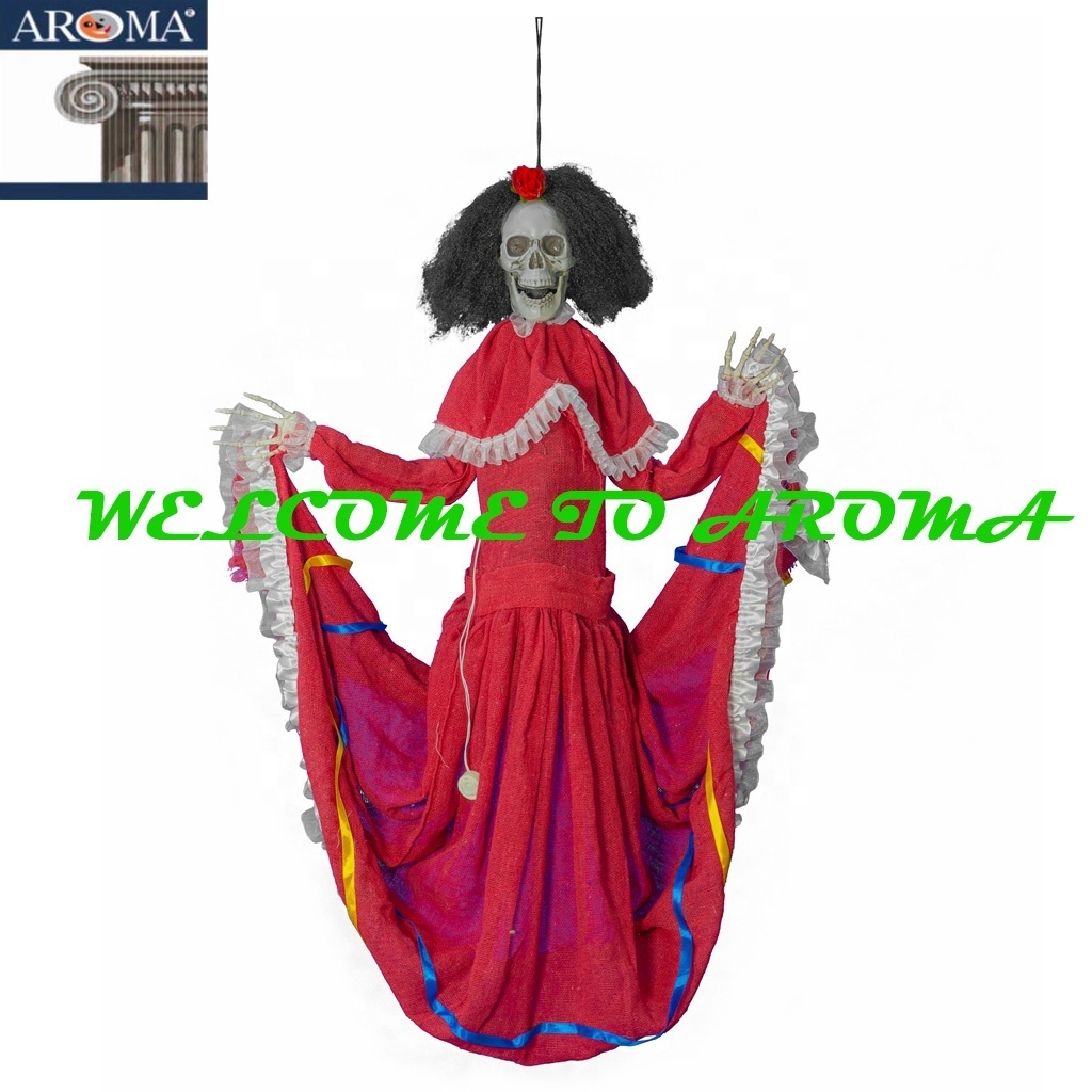 Halloween and Day of Death decor Animated Hanging Female Ghost in Skirt Halloween Prop Yard Haunted House Party Decoration