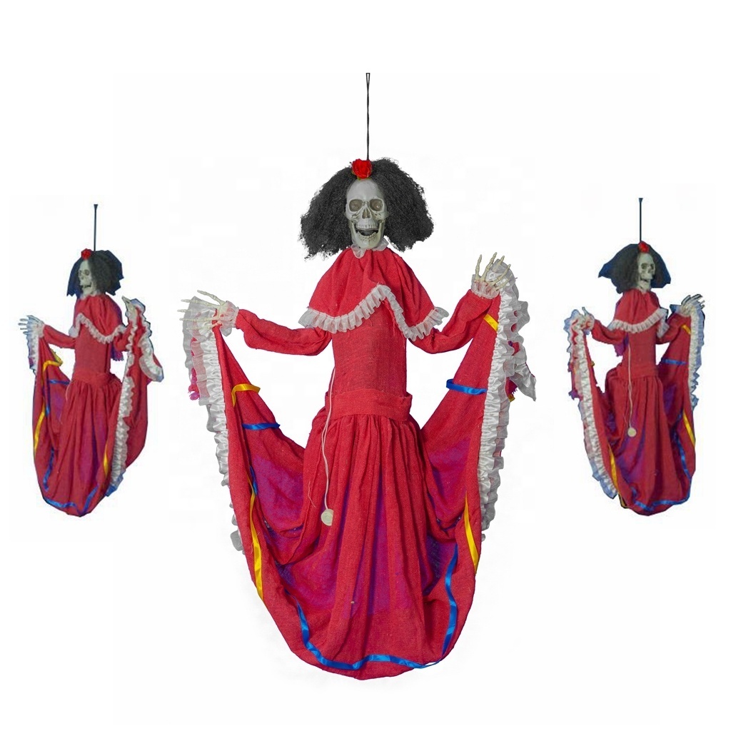 Halloween and Day of Death decor Animated Hanging Female Ghost in Skirt Halloween Prop Yard Haunted House Party Decoration