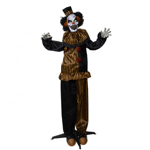 Life-size Halloween Decoration 67 Inch Animated Standing Clown with Light&Sound&Movement/Haunted House Props