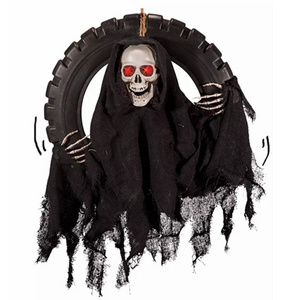 Halloween Hanging Reaper Ghost Voice Control animatronic Kicking Ghost Scary with Glowing Eyes Party Home Haunted House Props