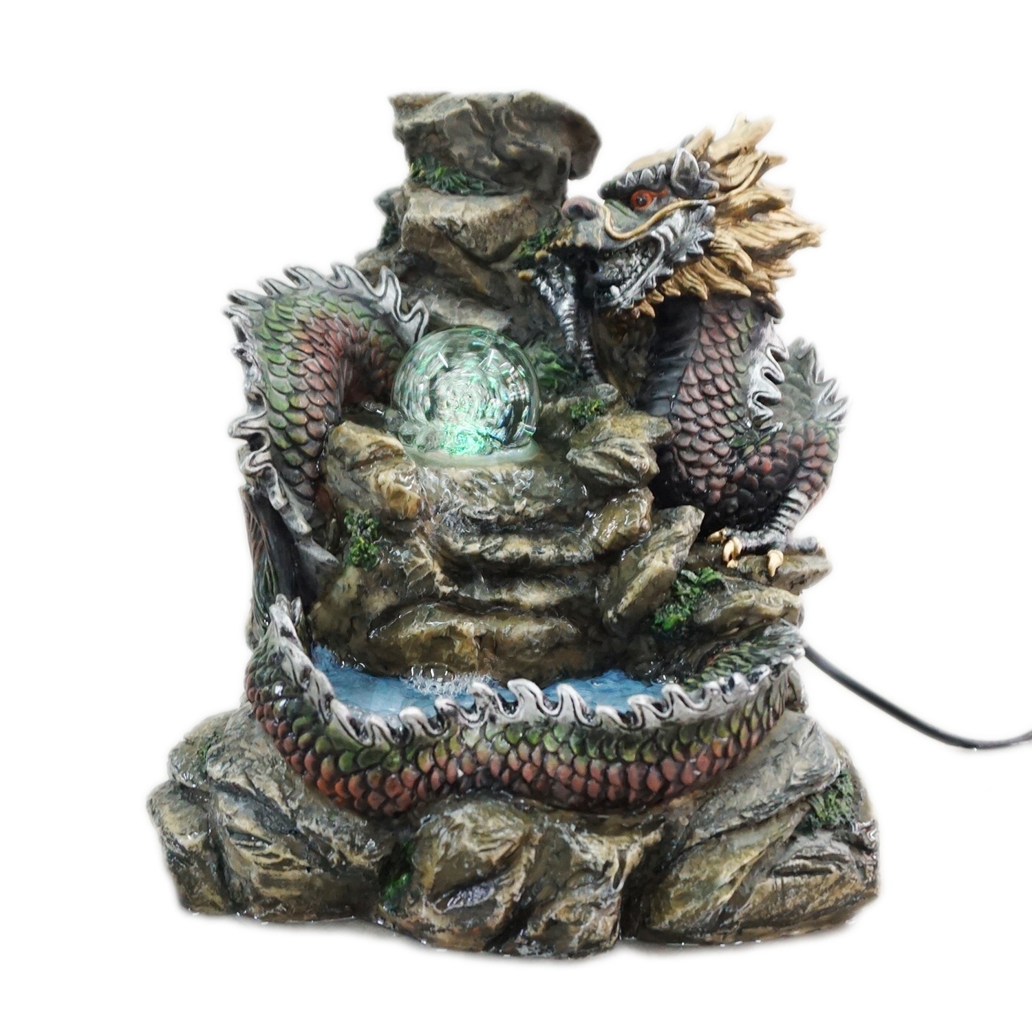 resin home decor tabletop water fountain Chinese dragon statue