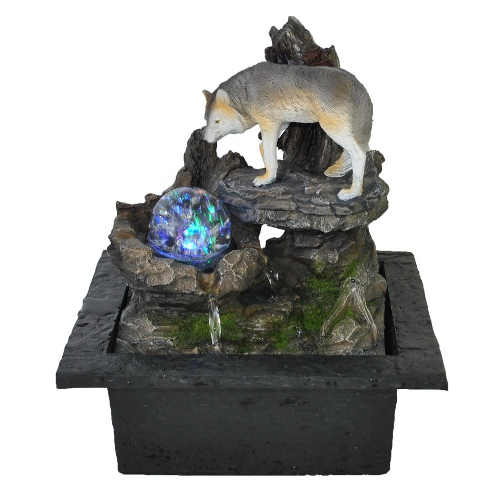 resin animal sculpture tabletop water fountain small elephant statue