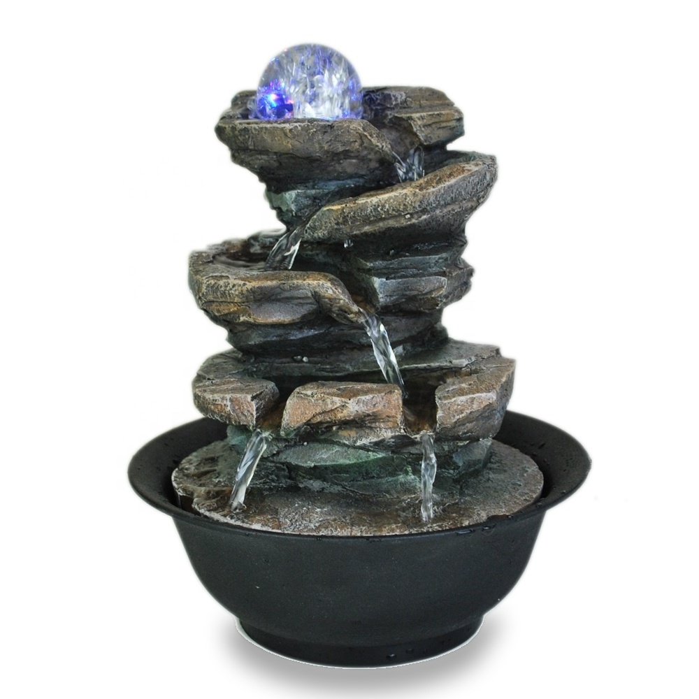 table top gift mini garden rocks indoor water fountain with ball rotating