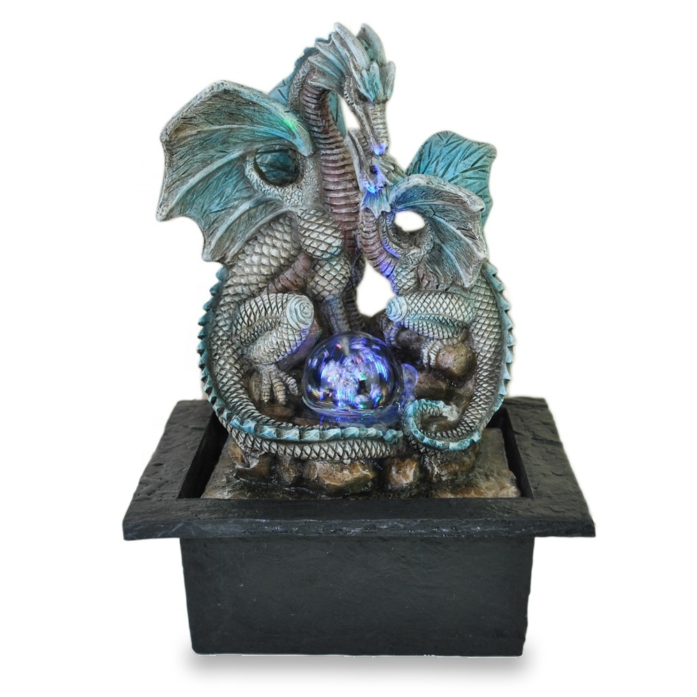 resin home decor tabletop water fountain Chinese dragon statue