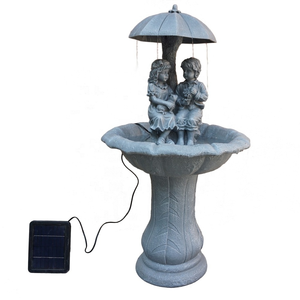 home garden decor kids with umbrella outdoor solar water fountain