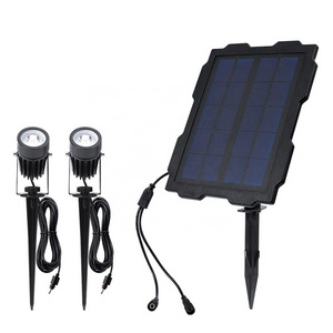 garden lawn 2 spot lights one solar panel LED solar lamps outdoor