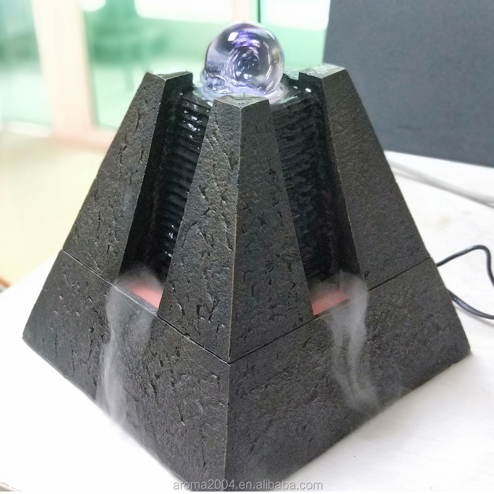 home decor humidifier pyramid fengshui rotating ball water fountain