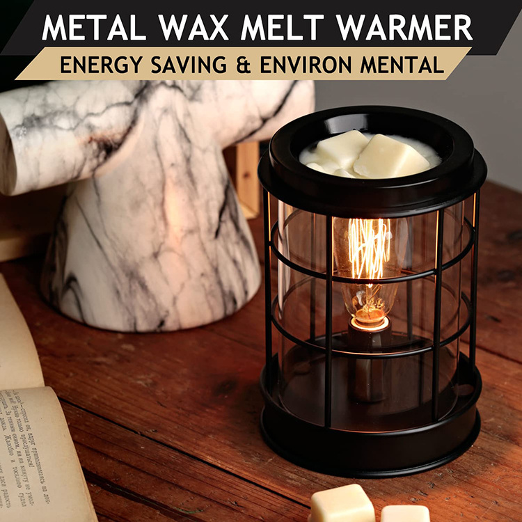 Electric Wax Melt Warmer, Wax Burner with Edison Bulbs, Metal Wax Warmer for Scented Wax Melts and Tarts or Fragrance Oils