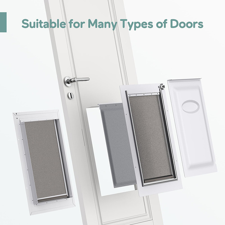 3-Flaps Pet Door for Interior and Exterior Doors, Steel Frame and Telescoping Tunnel, Strong and Durable Dog Door