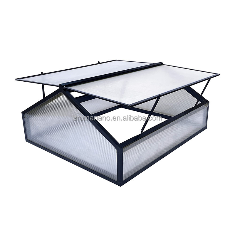 Aluminum Mini Greenhouse Cold Frame Greenhouse Tomato House Plant House with Glass Cover Double Roof Translucent