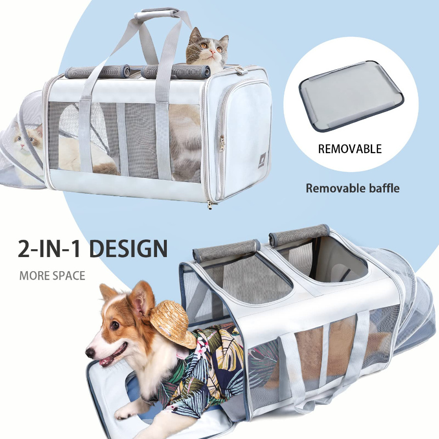 AromaNano Custom Luxury Pet Carrier Travel Removable Rolling 4 Wheels Mesh Dog Stroller Cat Trolley Bag