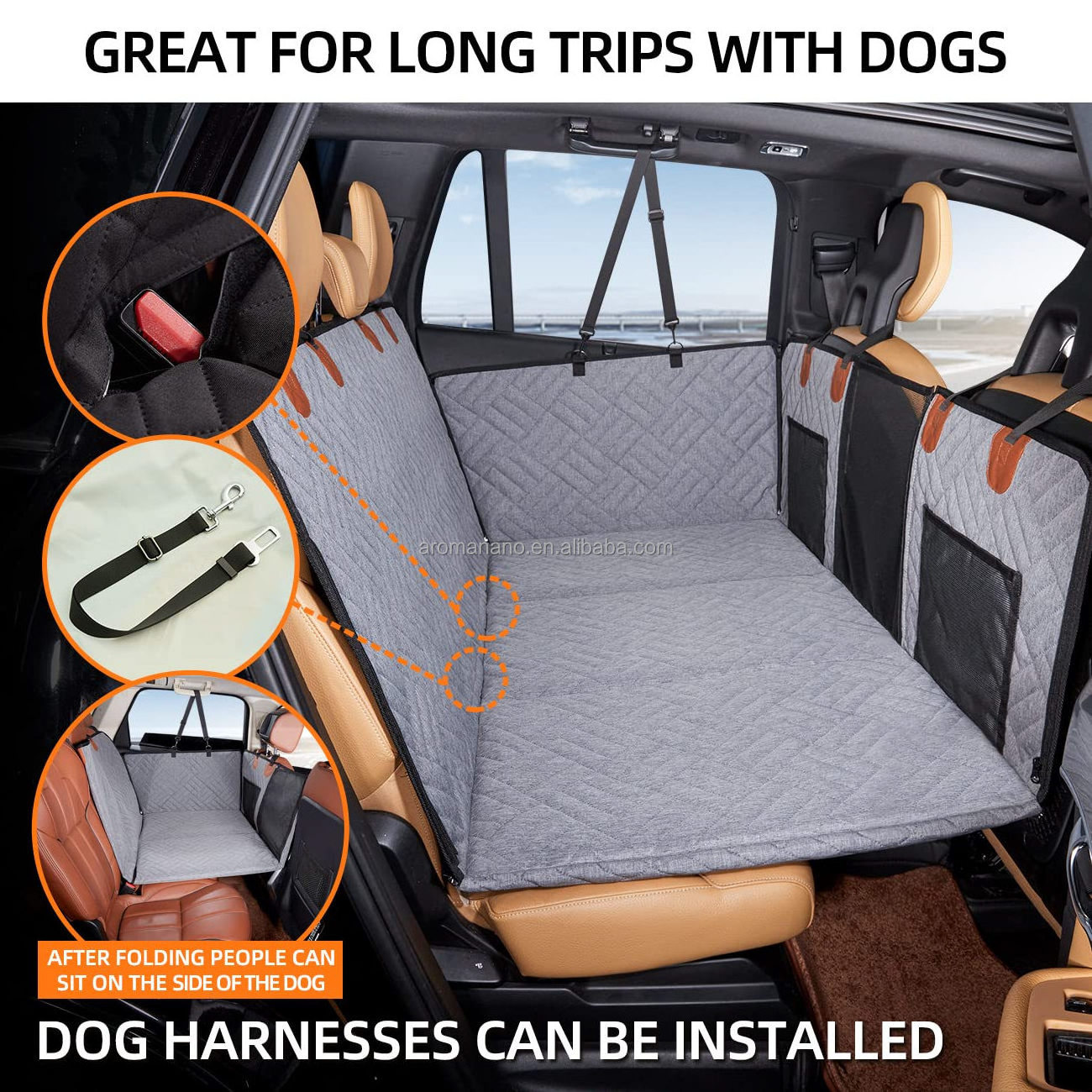 Back Seat Extender for Dogs Car Seat Cover for Back Seat Bed Inflatable for Car Camping Air Mattress Hammock for Car Travel Bed