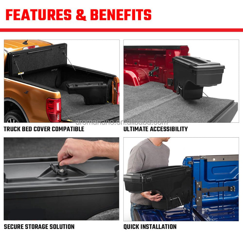 AromaNano Fits 2016 - 2022 Nissan Titan Drivers Side Black SwingCase Truck Bed Storage Box