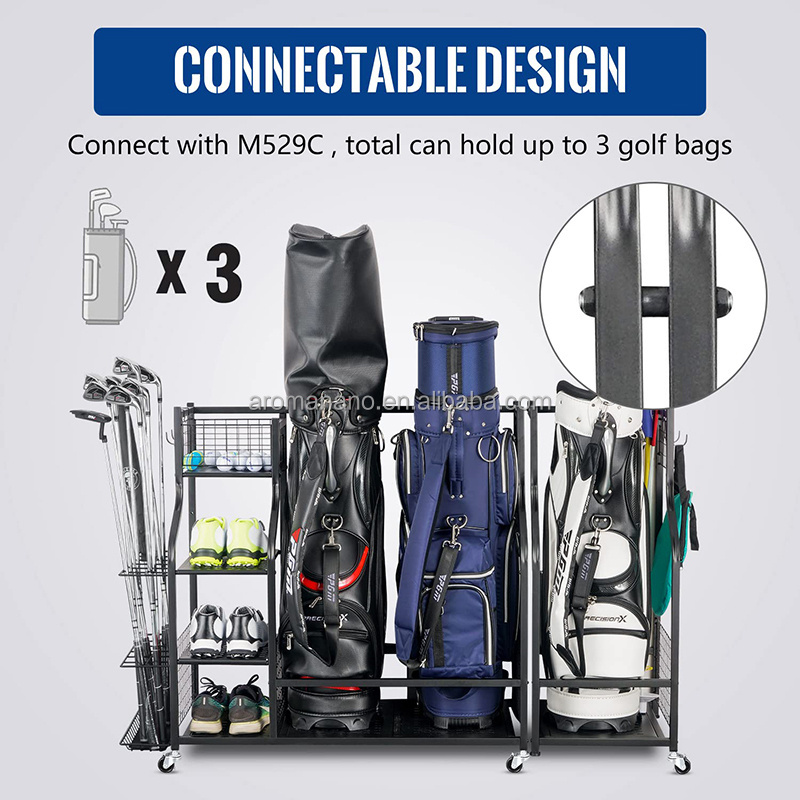 AromaNano Extra Storage Rack for Golf Clubs Golf Storage Garage Organizer Golf Bag Storage Stand Other Equipment Rack