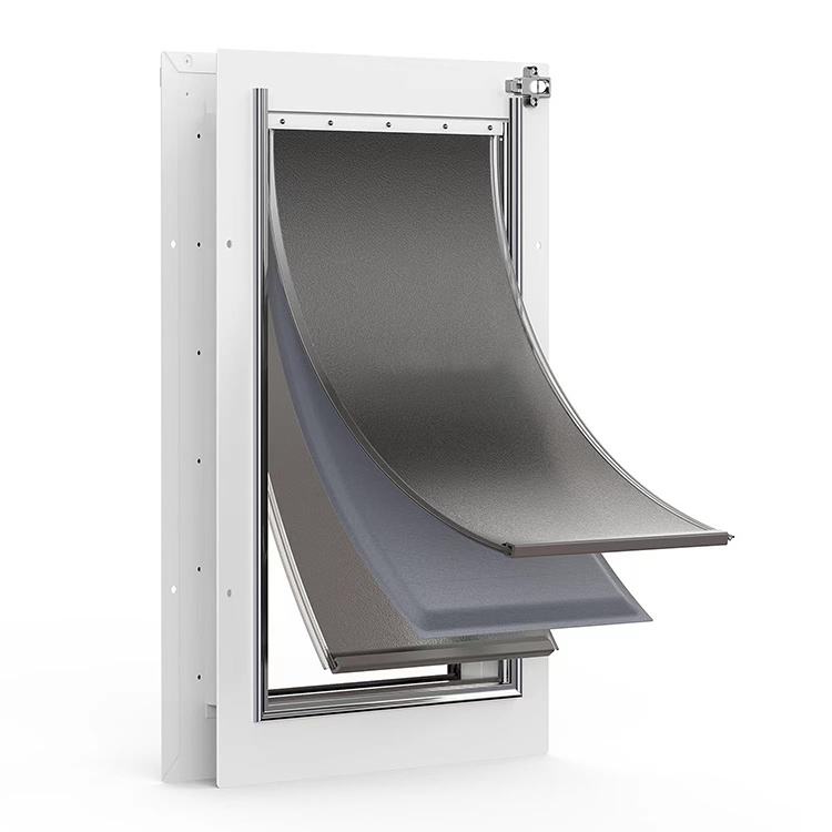 3-Flaps Pet Door for Interior and Exterior Doors, Steel Frame and Telescoping Tunnel, Strong and Durable Dog Door