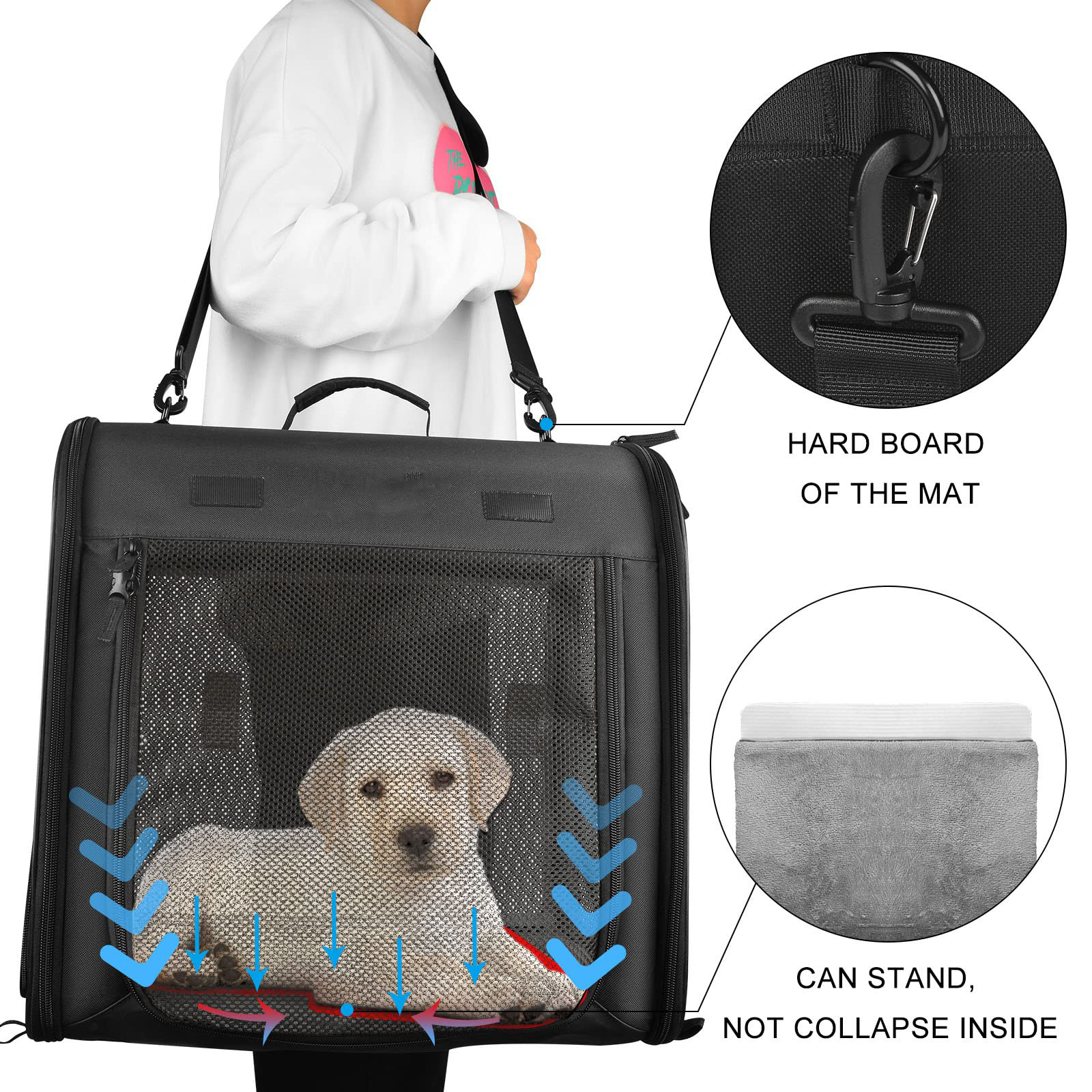 Twin Compartment Show House Portable 2-in-1 Pet Carrier for Medium Dogs Large Cat Carrier for 2 Cats Travel Double Dog Crate Set