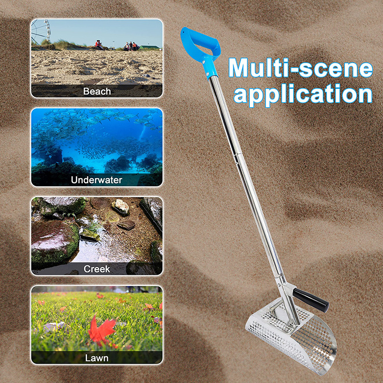 Long and Short Handles Metal Detector Sand Scoop Steel Metal Detecting Tool Digging Shovel Fast Sifting Stainless Steel Shovel